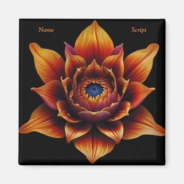 Kraftig Orange Blomhuvud Växt botaniskt konst Magnet (Framsidan)