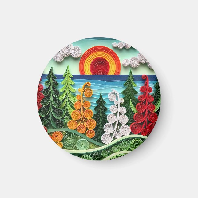 Kraftig Papper Quilling Art som visar färg för Magnet (Framsidan)