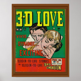 Kraftig teckning med 3d-Kärlek Tecknad Bok Poster