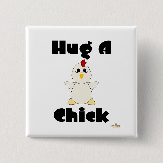 Kraftig vit Chicken Hug A-Chick Knapp (Framsida)
