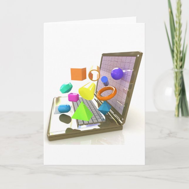 Kraftiga bärbar datorhälsningkort kort (Framsida)