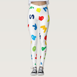 Kraftiga Brev-Stänk-övertryckspapper Leggings