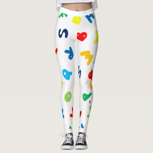 Kraftiga Brev-Stänk-övertryckspapper Leggings