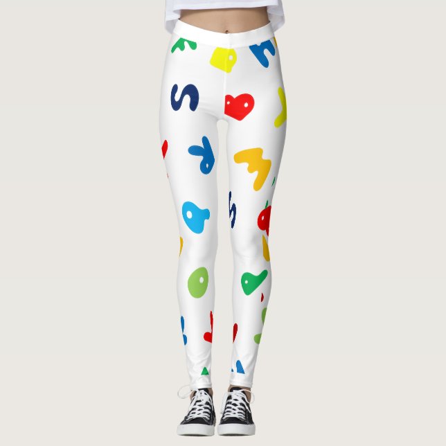 Kraftiga Brev-Stänk-övertryckspapper Leggings (Framsida)