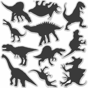 Kraftiga Dinosauer Silhouette- set med Elva Klistermärken