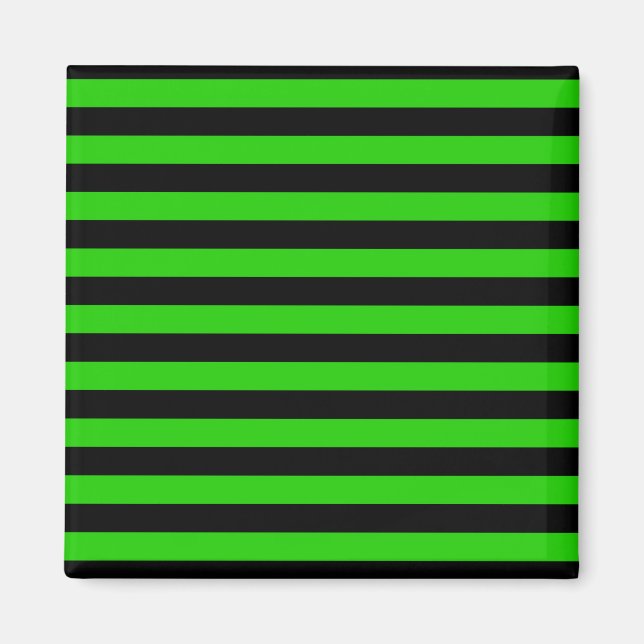 Kraftiga gröna och svarta randiga mönster magnet (Framsidan)