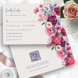 Kraftigt Blommigt RSVP-kort OSA Kort