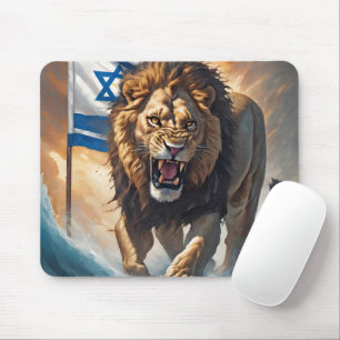 Kraftigt Lejont med israelisk Flagga Musmatta