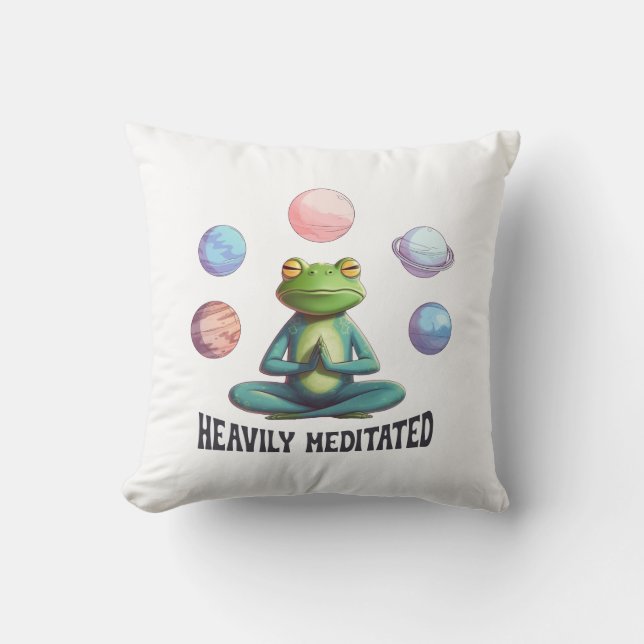 Kraftigt mediterad Frog Yoga Playful Zen Kudde (Framsida)