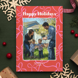 Kraftigt rött och rosa bandmönster Foto Julkort