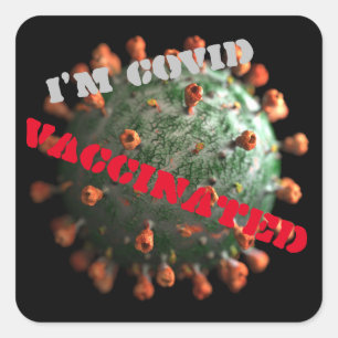 Kraftigt vaccinerade fyrkantigt klistermärke