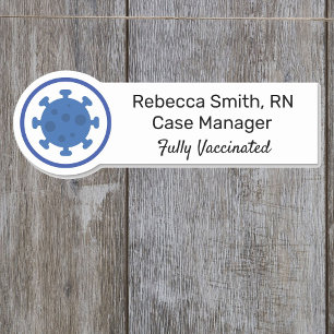 Kraftigt vaccinerat ID Namn bricka Blue Magnet Bac Namnbricka