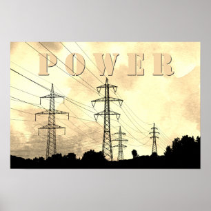 Kraftkraft för Torn och Linjer Poster
