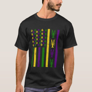 Kräftor American Flagga Mardi Gras Outfit USA Patr T Shirt