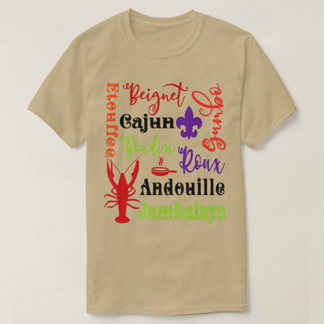 Kräftor Beignet Gumbo Jambalaya Tunnelbanan Bayou  T Shirt (Design framsida)