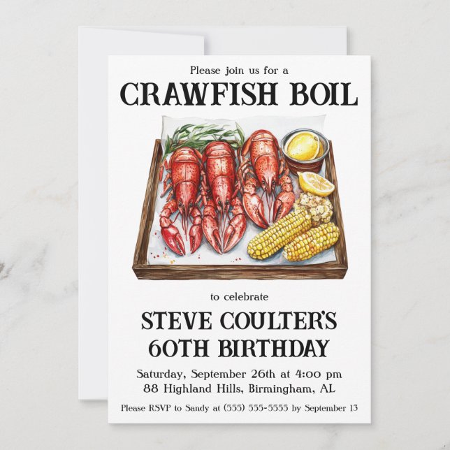 Kräftor Boil Födelsedagsfest Inbjudningar (Framsida)