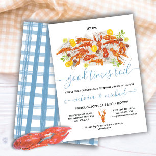 Kräftor Boil Förlovning Rehearsal Dinner Party Inbjudningar