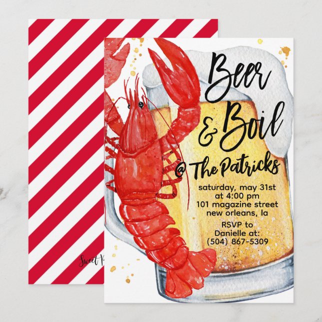 Kräftor Boil-inbjudan Inbjudningar (Fram/baksida)