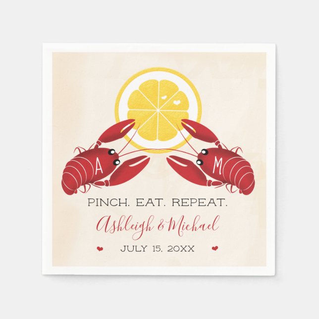 Kräftor Boil Möhippa Napkins Monogrammed Pappersservett (Framsidan)