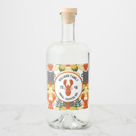 Kräftor Boil Party - Cajun Seafood Firande Spritflaskor Etikett