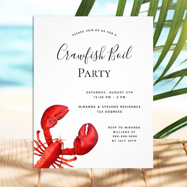 Kräftor boil party red lobster budgetinbjudan flygblad (Skapare uppladdad)