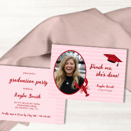 Kräftor Boil Pinch Me Rosa & Red Photo Studenten Inbjudningar