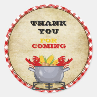 Kräftor Boil Pot Red Checkered Gingham Runt Klistermärke