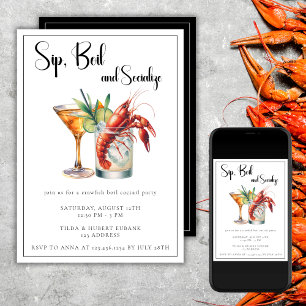 Kräftor Boil Sophisticated Modern Cocktail Party Inbjudningar