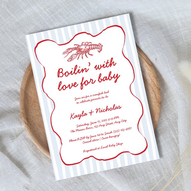 Kräftor Boil Southern Baby Shower Inbjudningar (Crawfish Boil Southern Baby Shower Invitation)
