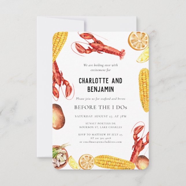 Kräftor Boil Summer Cookout Förlovningsfest Inbjudningar (Framsida)