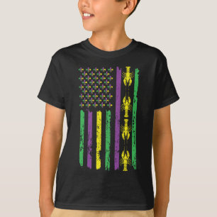 Kräftor Flagga Louisiana Pärlor Mardi Festival Mar T Shirt