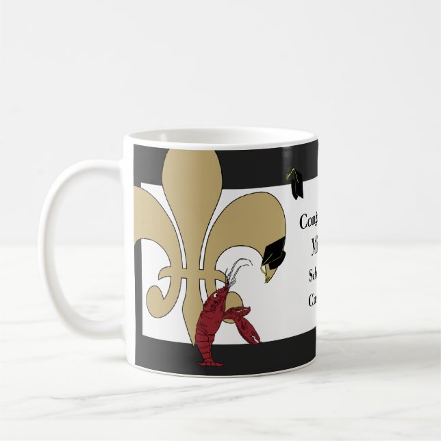 Kräftor Fleur de Lis Studenten svart guld Kaffemugg (Vänster)