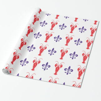 Kräftor & Fleur de Lis Wrapping Papper Presentpapper