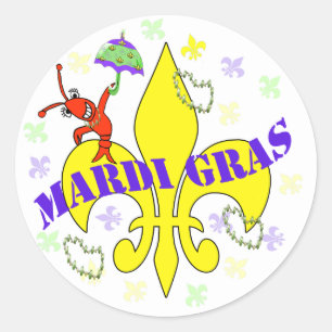 Kräftor Fleur de Lys Mardi Gras Runt Klistermärke