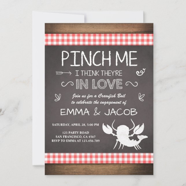 Kräftor förlovningsfest Par dusch Seafood Inbjudningar (Framsida)