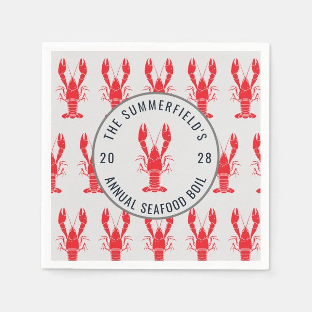 Kräftor Havskräft Kokning Sommar Hummer Fest Pappe Pappersservett (Framsidan)