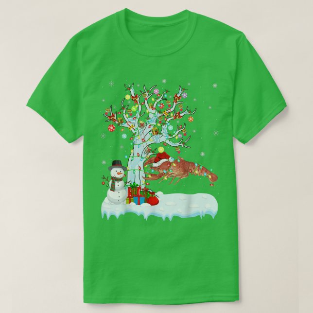 Kräftor Julafton Träd Lighting Santa Hat Kräftor C T Shirt (Design framsida)