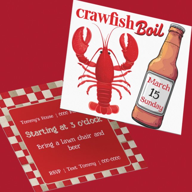 Kräftor kräftor och ölfest (Customize the front and back of this cute Crawfish Boil party invitation)