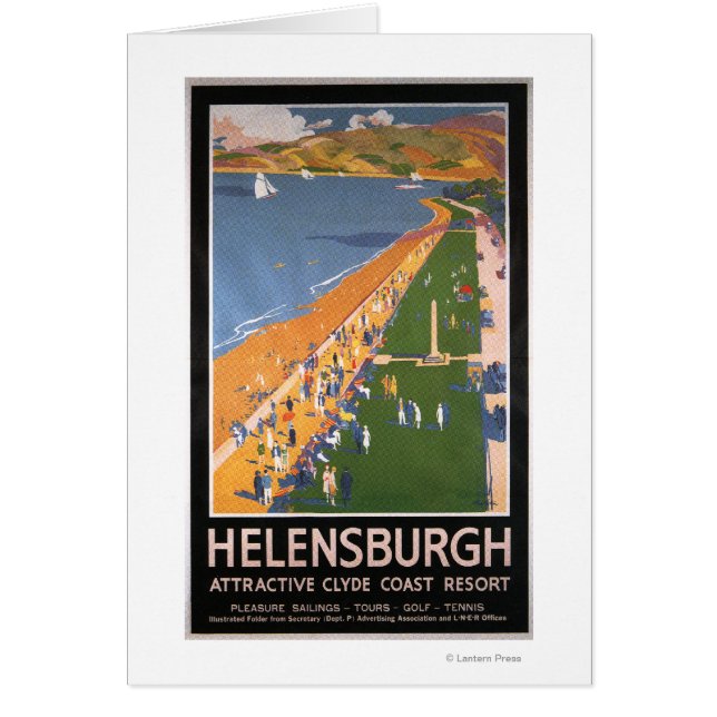 Kräftor längs Clyde Kusten Beach Railways Poster Hälsningskort (Framsidan)