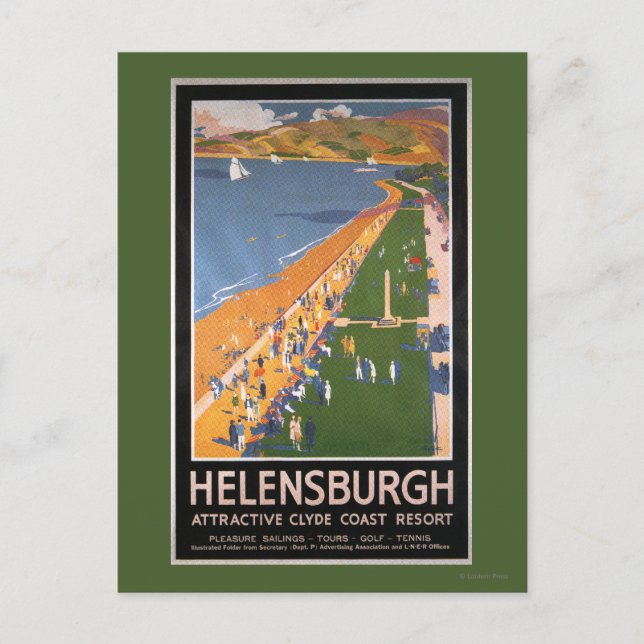Kräftor längs Clyde Kusten Beach Railways Poster Vykort (Framsida)