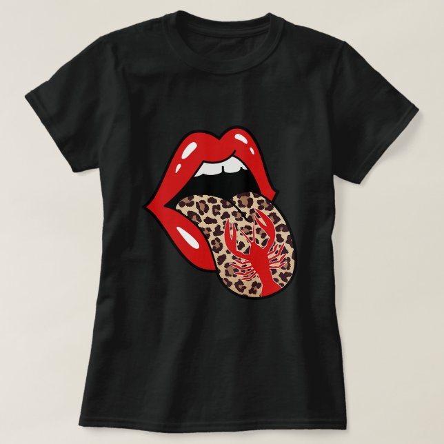 Kräftor Leopard Tounge Kräftor Boil Funny Lobste T Shirt (Design framsida)