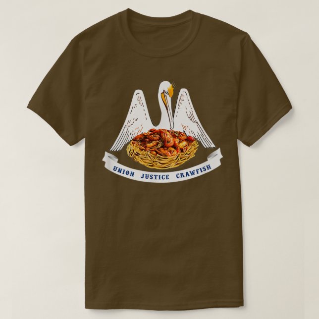 Kräftor Louisiana Pelican Flagga Union Justice Cra T Shirt (Design framsida)