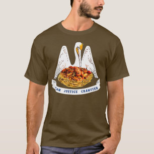 Kräftor Louisiana Pelican Flagga Union Justice Cra T Shirt