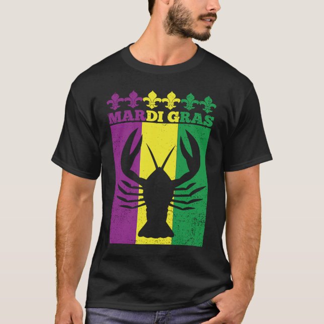 Kräftor Mardi Gras Retro Mudbug Carnival Parad M T Shirt (Framsida)