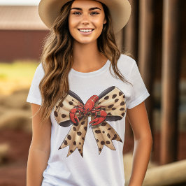 Kräftor och leopard Skriv ut coquette Bow T Shirt