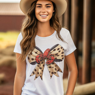 Kräftor och leopard Skriv ut coquette Bow T Shirt