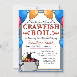Kräftor Seafood Boil Birthday Speciell Event Magnetisk Inbjudningskort