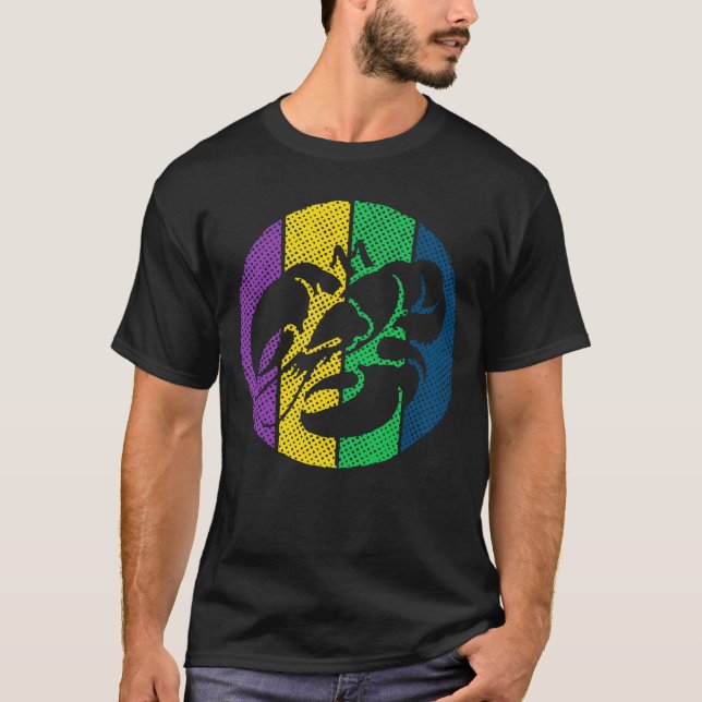 Kräftor Silhouette Mardi Gras Firande T Shirt (Framsida)