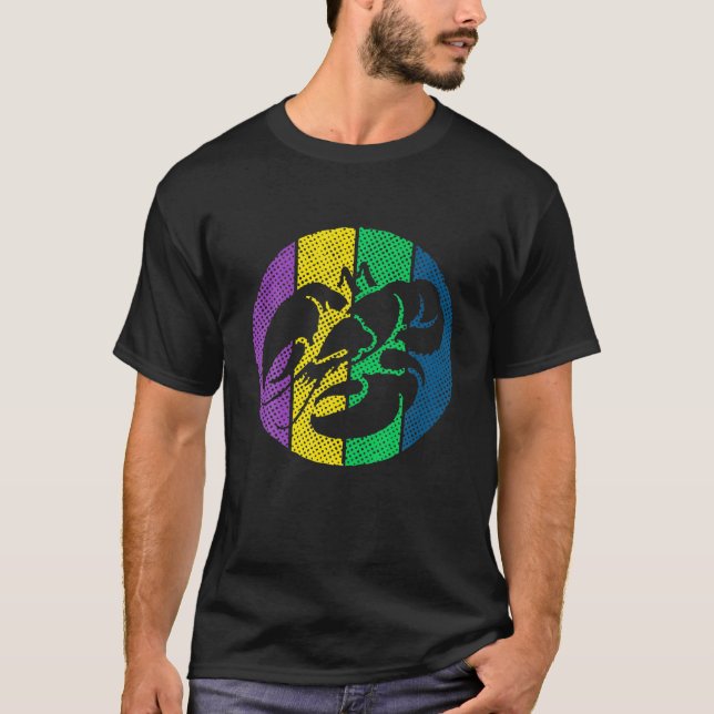 Kräftor Silhouette Mardi Gras Firande T Shirt (Framsida)