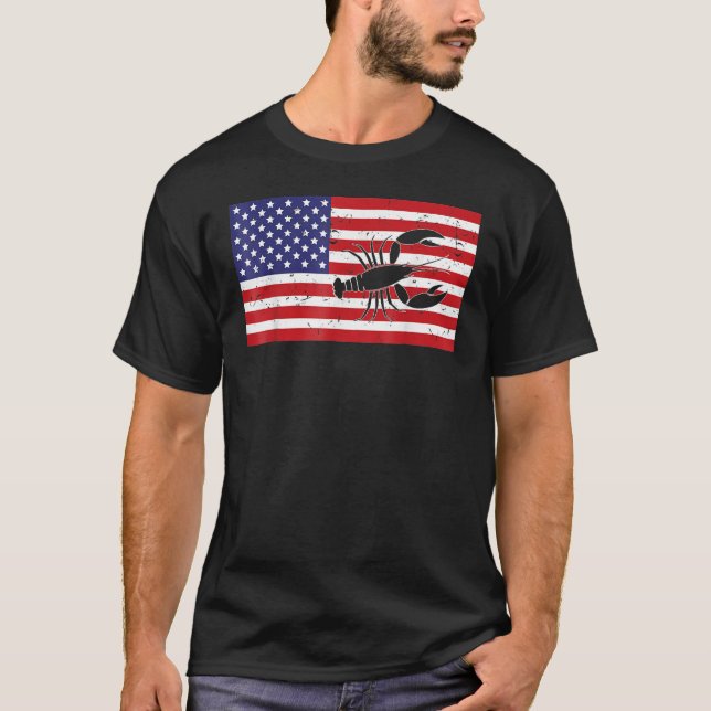 Kräftor USA flagga Kräftor 4 juli Patriotic C T Shirt (Framsida)